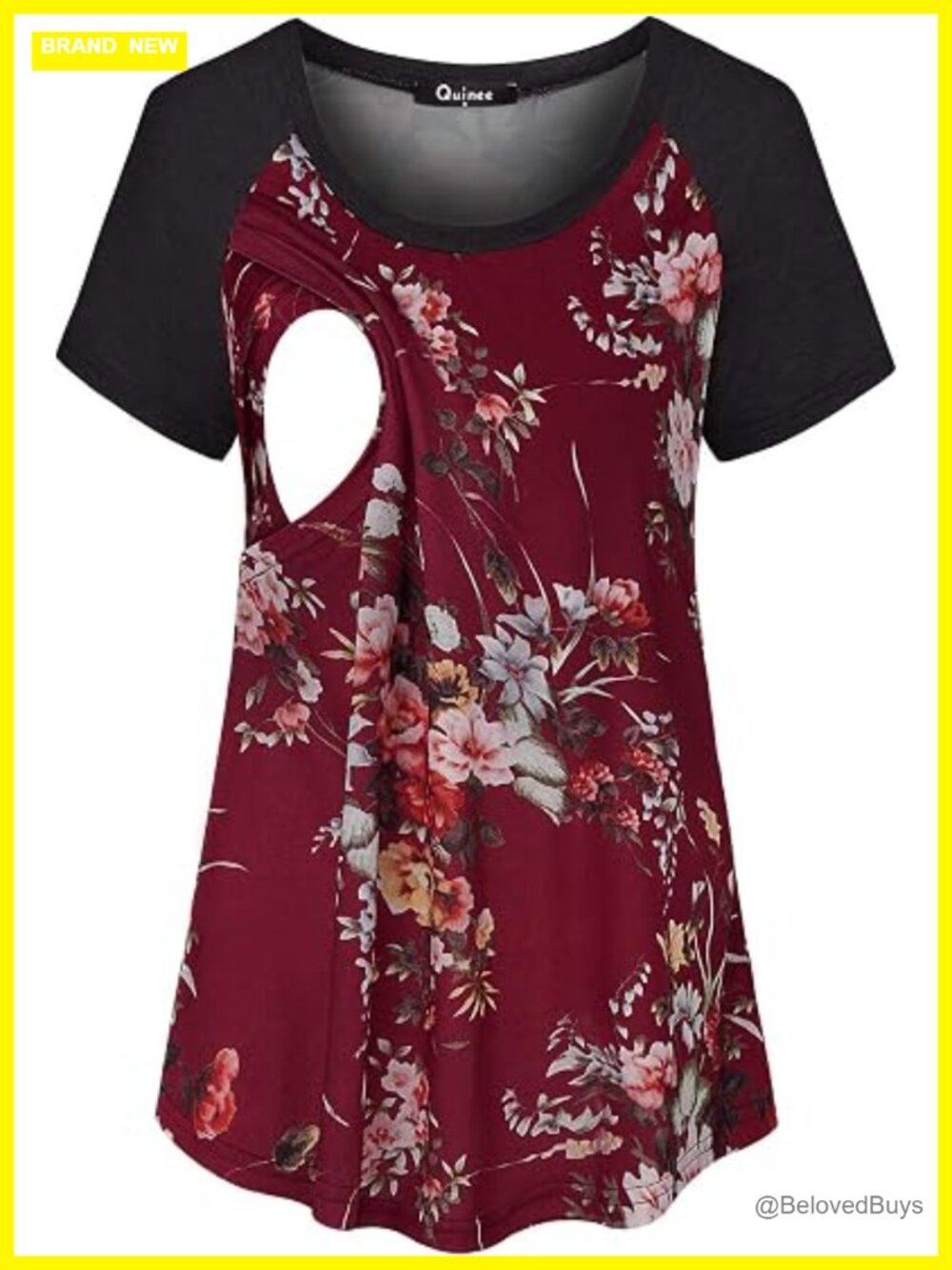 Short Sleeve Maternity Nursing Tops Raglan Breastfeeding Shirts